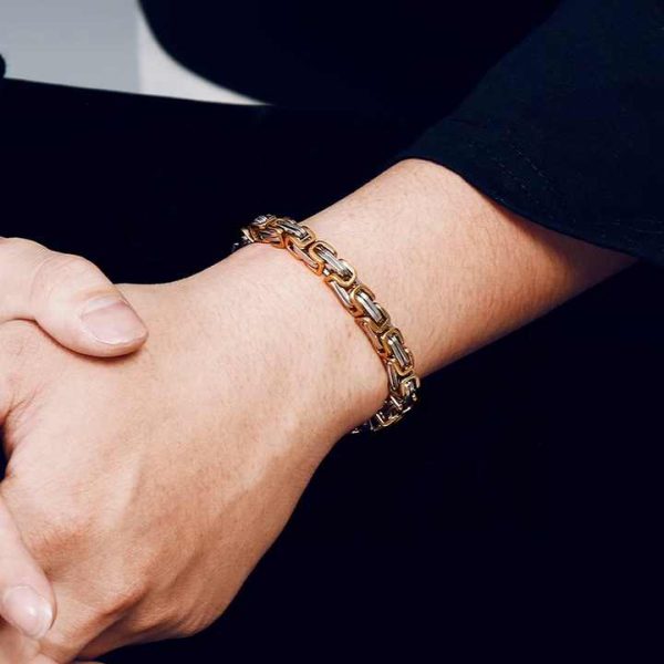 Hot Sale Fashion Jewelry 18K Gold Plated Stainless Steel 4/5/6/8MM Hip Hop Thick Bracelet Chunky Chain Bracelet for Women Men
