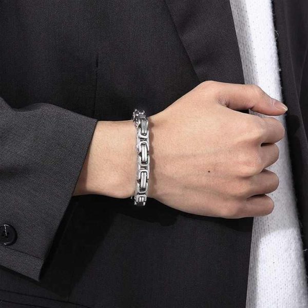 Hot Sale Fashion Jewelry 18K Gold Plated Stainless Steel 4/5/6/8MM Hip Hop Thick Bracelet Chunky Chain Bracelet for Women Men