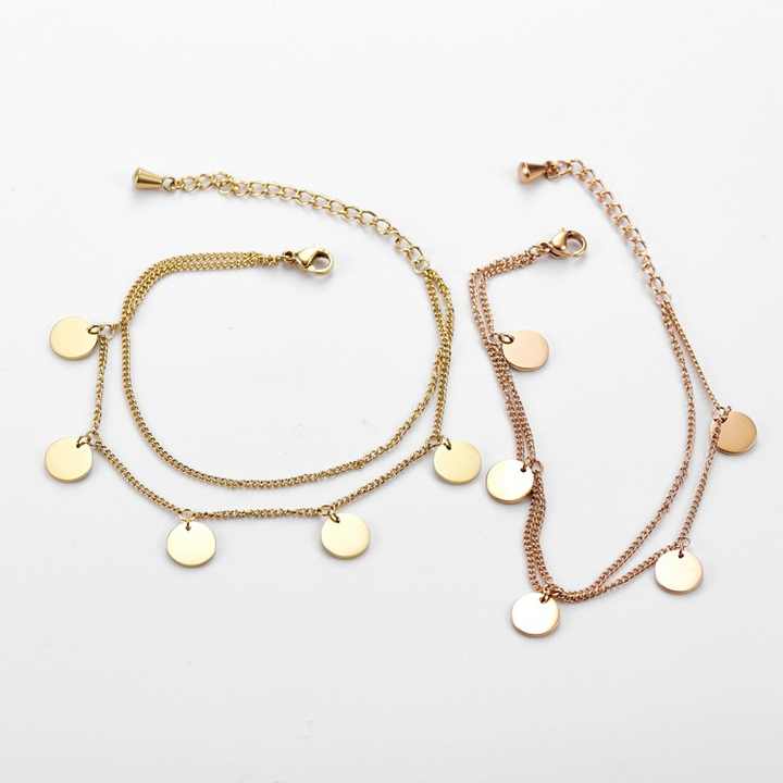 Korean Style Double Layer Titanium Steel Bracelet for Women Fashionable Ins Simple Geometric Metal Glitter Stainless Steel