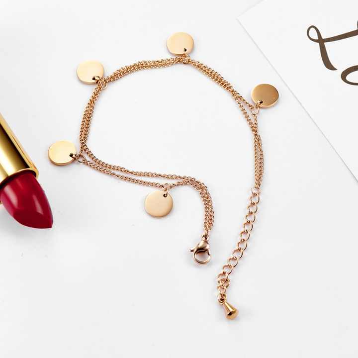 Korean Style Double Layer Titanium Steel Bracelet for Women Fashionable Ins Simple Geometric Metal Glitter Stainless Steel