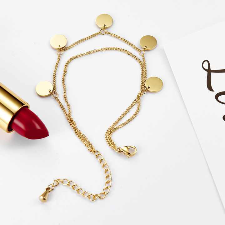 Korean Style Double Layer Titanium Steel Bracelet for Women Fashionable Ins Simple Geometric Metal Glitter Stainless Steel