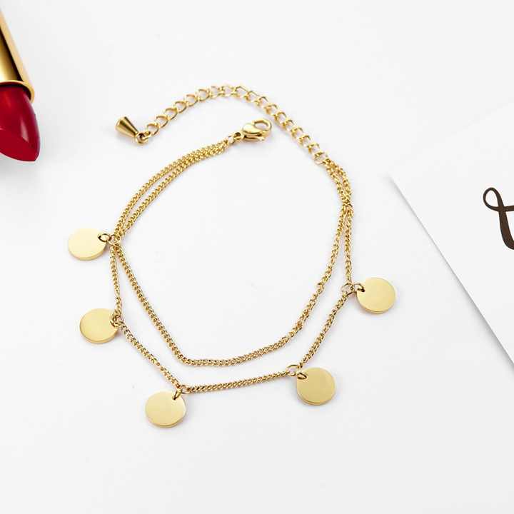 Korean Style Double Layer Titanium Steel Bracelet for Women Fashionable Ins Simple Geometric Metal Glitter Stainless Steel