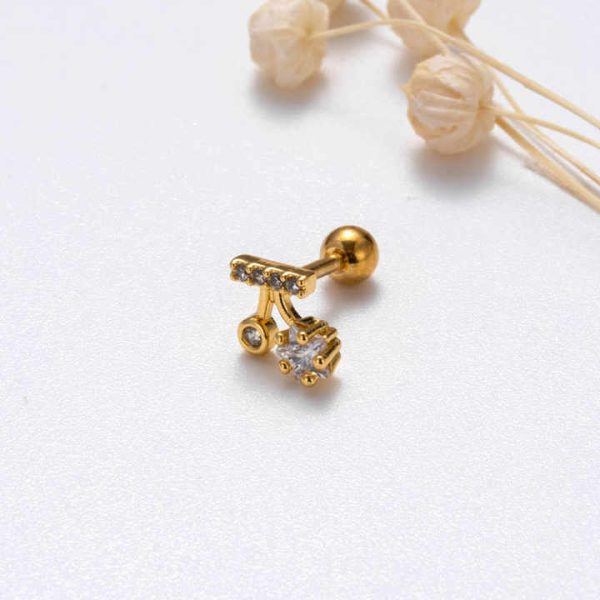 Trendy Piercing Jewelry Wholesale 16g Gold Silver CZ Diamond Flower Geometry Shape Stud Helix Cartilage Earring