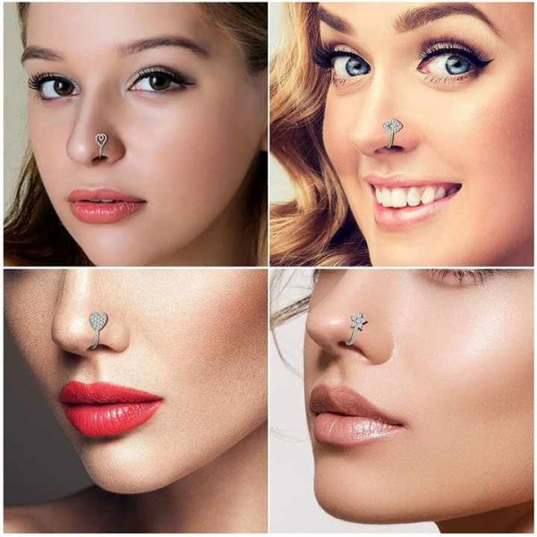 FY Fashion Jewelry Minimalist Fake Nose Rings Flower Star Geometric Eye No-piercing Nose Ring Clip Cuff for Men Women