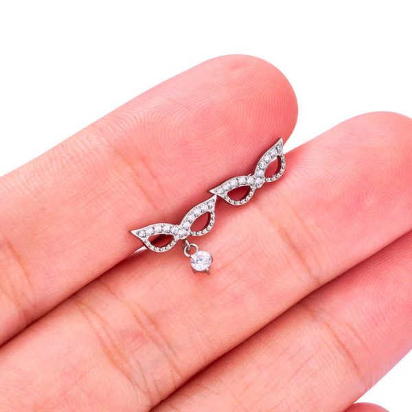 New Design ASTM F136 Titanium Internally Threaded Masquerade Mask CZ Inlay Nose Stud Ear Tragus Cartilage Piercing Body Jewelry