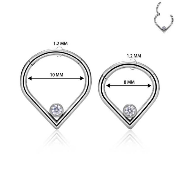 Hot Sale G23 Titanium 16G Heart Shaped Zirconia Inlay Hinged Segment Septum Nose Ring Ear Cartilage Helix Body Piercing Jewelry