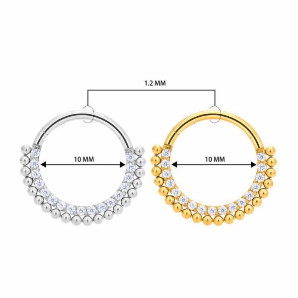 G23 ASTM F136 Titanium Septum 16G Nose Rings Zircon Inlay Cartilage Helix Earrings Hinged Clicker Lips Body Piercing Jewelry