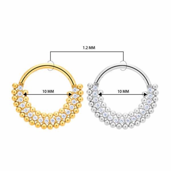 G23 ASTM F136 Titanium Septum 16G Nose Rings Zircon Inlay Cartilage Helix Earrings Hinged Clicker Lips Body Piercing Jewelry