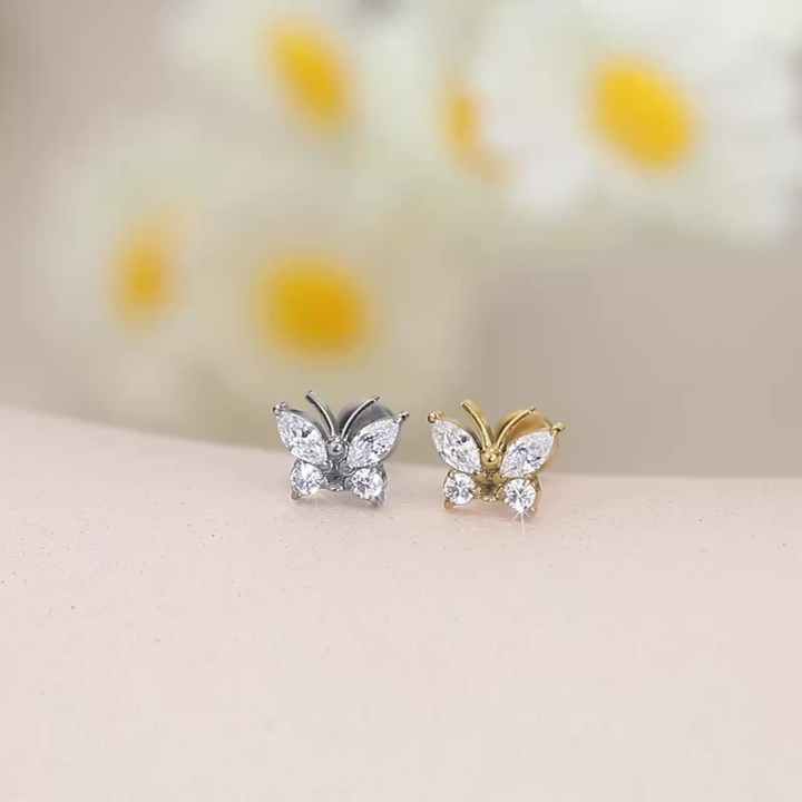 ASTM F136 Certified Titanium Labret Earring for Earlobe Tragus Daith Flat Back Body Jewelry