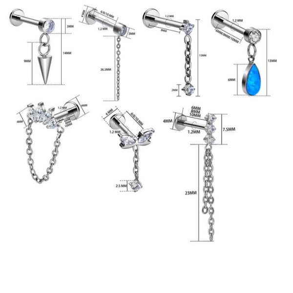 Implant Grade Astm F136 Titanium Jewelry Internal Thread Piercing De Titanio Labret Earlobe Tragus Daith Flat Back Earring