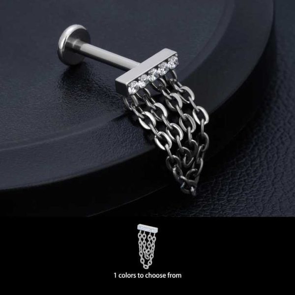 Implant Grade Astm F136 Titanium Jewelry Internal Thread Piercing De Titanio Labret Earlobe Tragus Daith Flat Back Earring