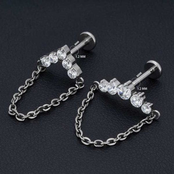 Implant Grade Astm F136 Titanium Jewelry Internal Thread Piercing De Titanio Labret Earlobe Tragus Daith Flat Back Earring