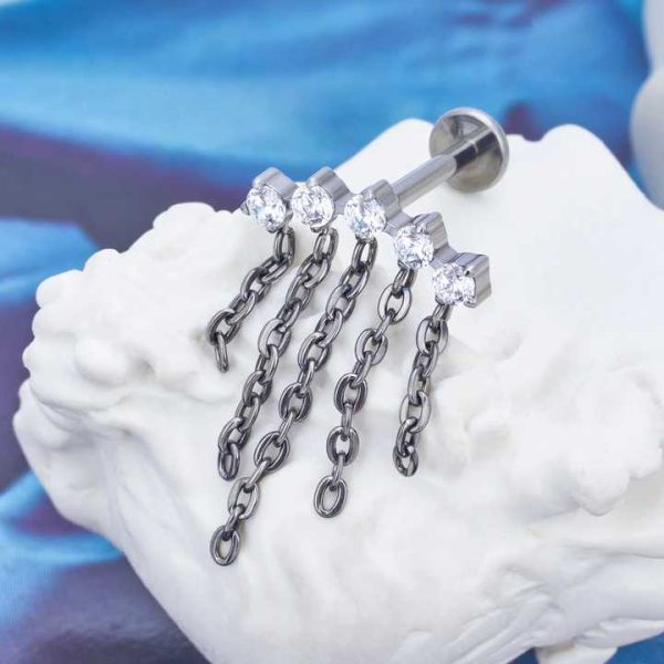 Implant Grade Astm F136 Titanium Jewelry Internal Thread Piercing De Titanio Labret Earlobe Tragus Daith Flat Back Earring
