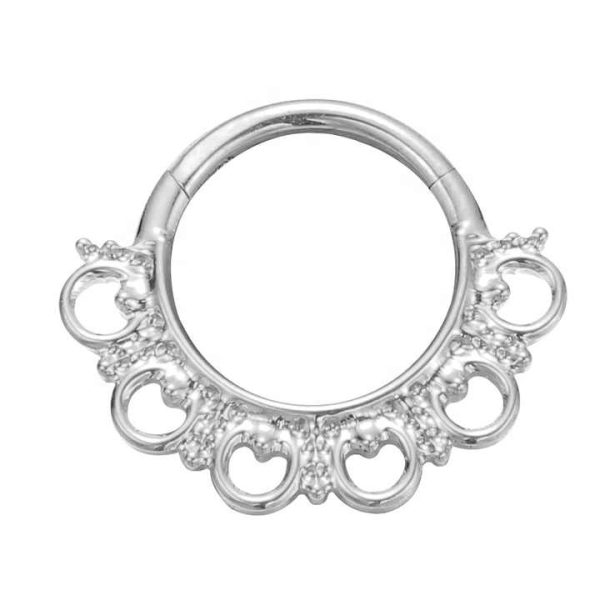 2025 Wholesale ASTM F136 Nose Ring PVD Gold Platting Women Piercing Jewelry Fashion Hinged Segment Clicker Daith Ring Septum