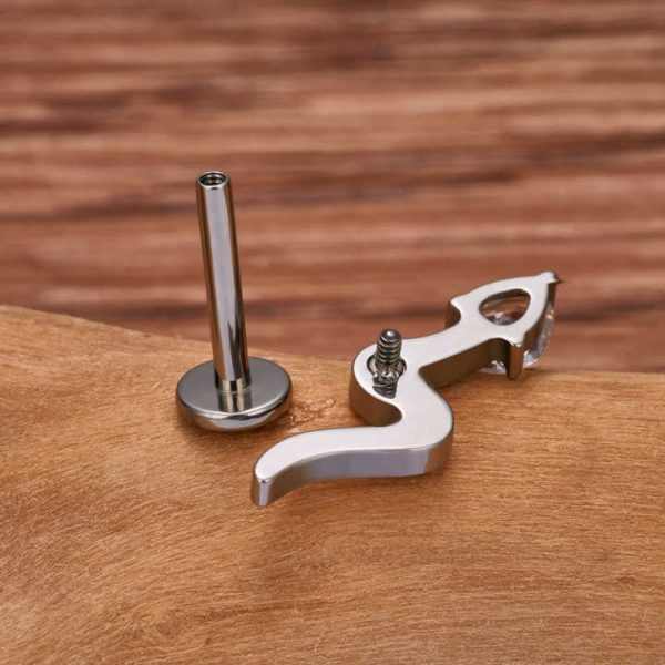 G23 ASTM F136 Titanium Snake Shape Nose Stud Earrings Zircon Inlay Labret Piercing 16G Ear Stud Ear Tragus Body Piercing Jewelry