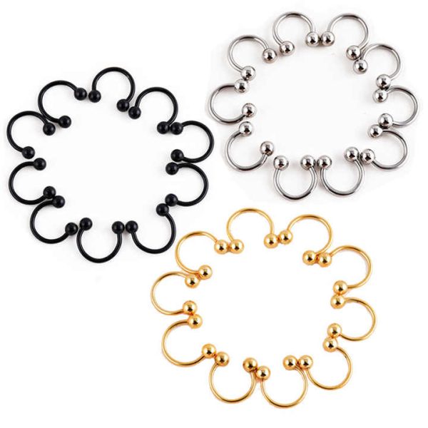 Stainless Steel U-shaped Nose Ring 10pcs C-shaped Nose Nails Set Horseshoe Ring European and American Fashion Piercing Jewelry