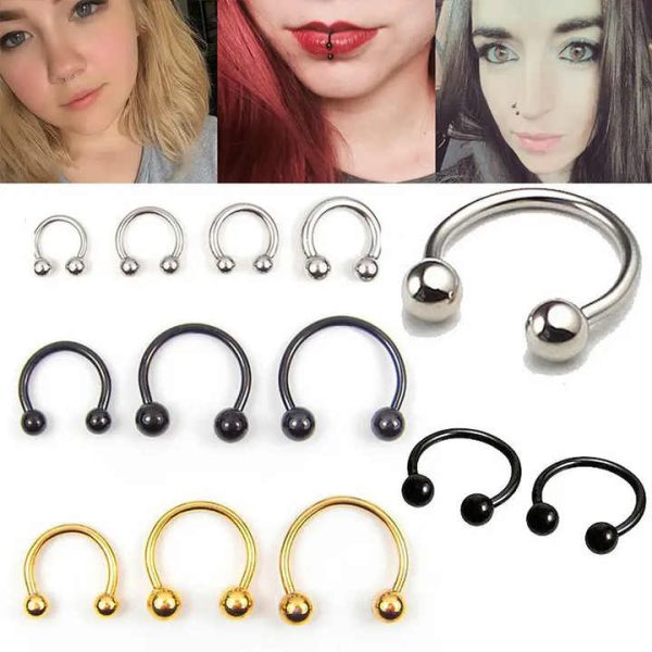 Stainless Steel U-shaped Nose Ring 10pcs C-shaped Nose Nails Set Horseshoe Ring European and American Fashion Piercing Jewelry