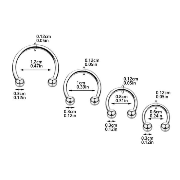 Stainless Steel U-shaped Nose Ring 10pcs C-shaped Nose Nails Set Horseshoe Ring European and American Fashion Piercing Jewelry