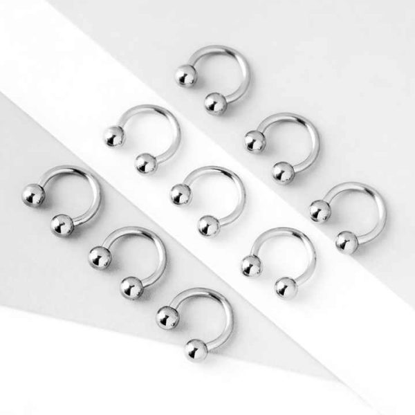 Stainless Steel U-shaped Nose Ring 10pcs C-shaped Nose Nails Set Horseshoe Ring European and American Fashion Piercing Jewelry