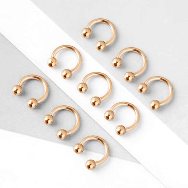 Stainless Steel U-shaped Nose Ring 10pcs C-shaped Nose Nails Set Horseshoe Ring European and American Fashion Piercing Jewelry