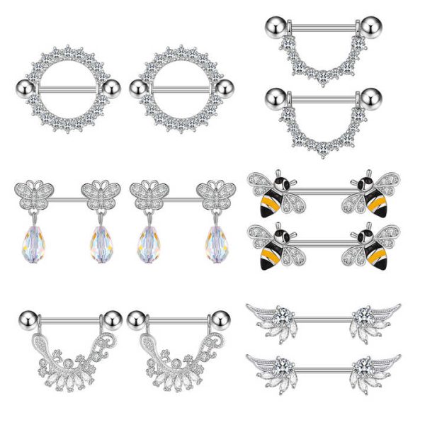 10Pair/Set Animal Bee Fashion Nipple Ring Picture 316L Stainless Steel Sexy Nipple Ring Barbell Nipple Jewelry