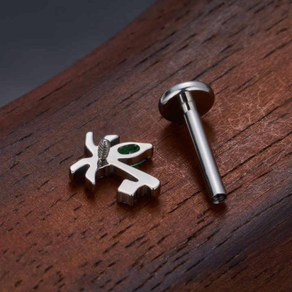 G23 ASTM F136 Titanium Spinosaurus Coconut Goldfish Shape Nose Stud Earrings Zircon Inlay Labret Tragus Body Piercing Jewelry