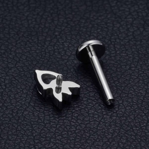 G23 ASTM F136 Titanium Spinosaurus Coconut Goldfish Shape Nose Stud Earrings Zircon Inlay Labret Tragus Body Piercing Jewelry