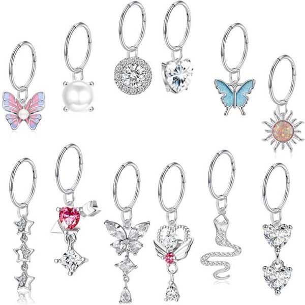 Charm Women's Piercing Jewelry Seamless Ring Pendant Earrings Butterfly Zircon Ear Clip Fashion Party Body Jewelry