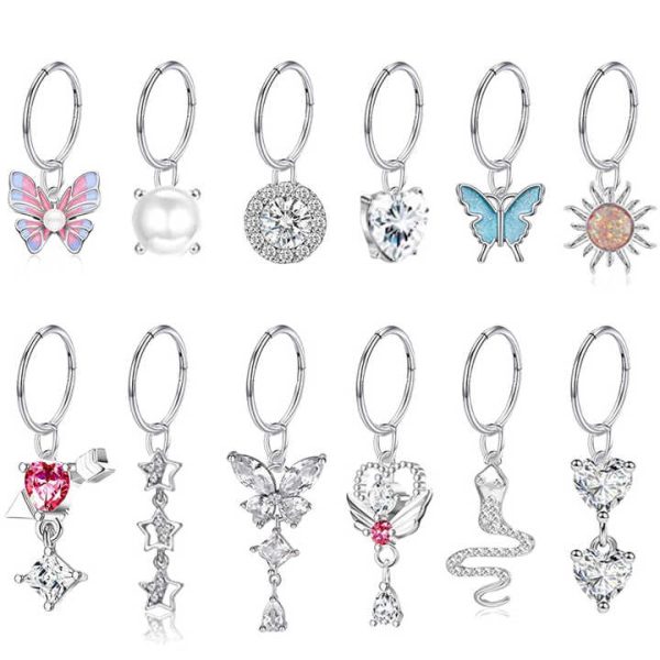 Charm Women's Piercing Jewelry Seamless Ring Pendant Earrings Butterfly Zircon Ear Clip Fashion Party Body Jewelry