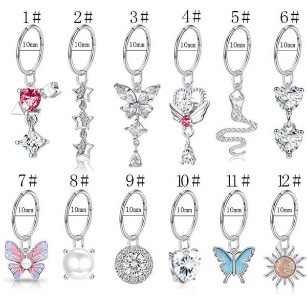 Charm Women's Piercing Jewelry Seamless Ring Pendant Earrings Butterfly Zircon Ear Clip Fashion Party Body Jewelry