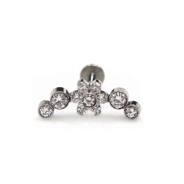 Wholesale 316 Stainless Steel Internally Threaded Flat Back Earring 16G CZ Gold PVD Lip Nose Piercing Jewelry for Women Zircon