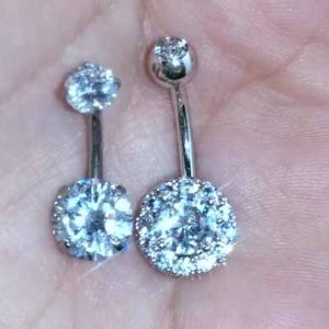 Trendy Surgical Stainless Steel Belly Button Rings with Crystal Body Piercing Jewelry for Women
