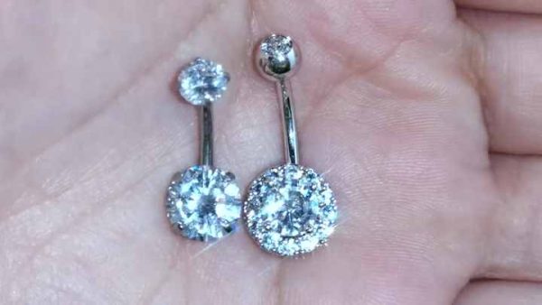 Trendy Surgical Stainless Steel Belly Button Rings with Crystal Body Piercing Jewelry for Women