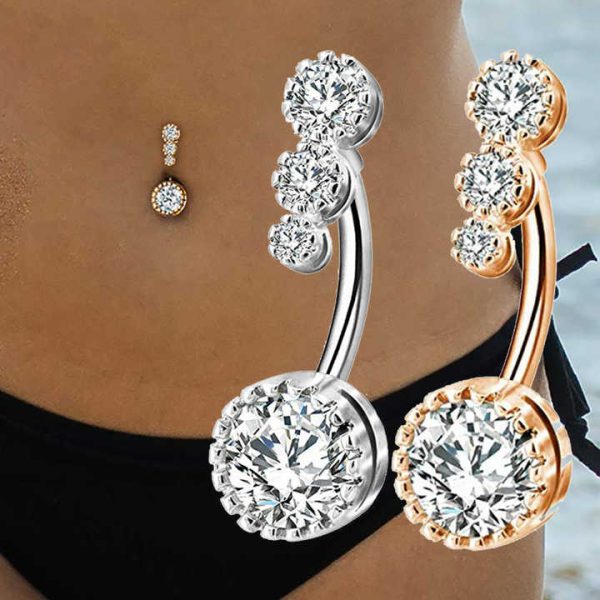 Fashion Sex Navel Belly Button Rings Crystal Surgical Stainless Steel Fake Belly Rings for Women Wholesale Body Piercing Jewelry