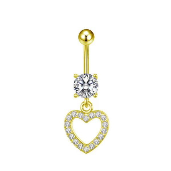 Trend Wholesale Zircon Heart Stainless Steel Dark Fashion Silver Gold Blue Navel Rings for Women Body Piercing Jewelry
