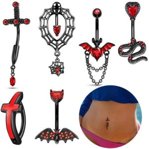 Punk Style Stainless Steel Navel Ring with Princess Cut Zircon Claw Setting Body Jewelry