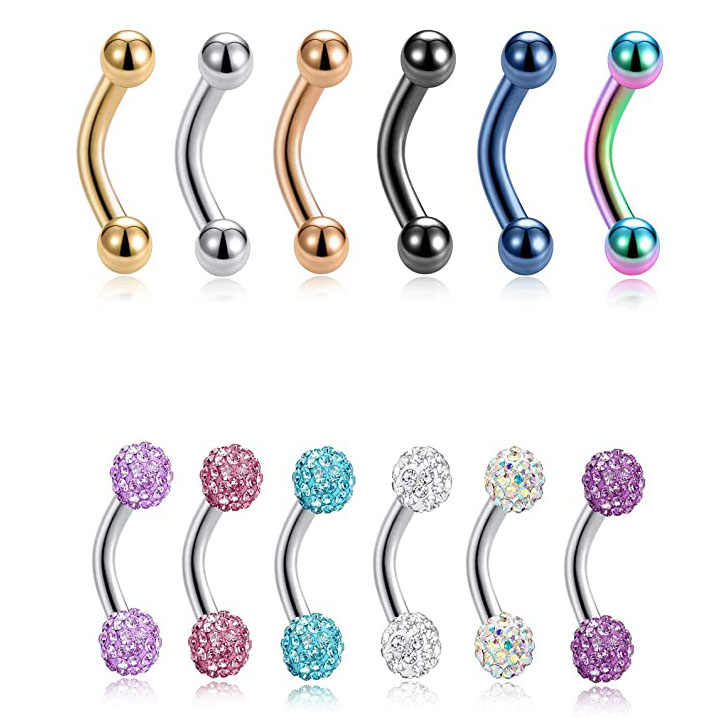 4G 6mm Short Bar Tiny Stainless Steel Belly Button Rings Sexy Rainbow Ball Shaped Navel Rings for Barbell Body Piercing Jewelry