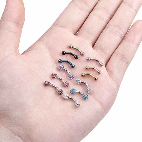 4G 6mm Short Bar Tiny Stainless Steel Belly Button Rings Sexy Rainbow Ball Shaped Navel Rings for Barbell Body Piercing Jewelry