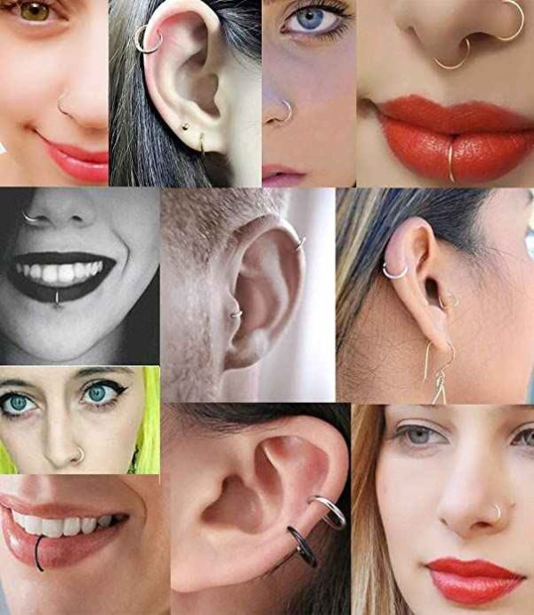 Trendy 316L Stainless Steel Earring Lip Nose Piercing Jewelry Multi-size Lip Daith Cartilage Helix Tragus Hoop Lip Nose Rings