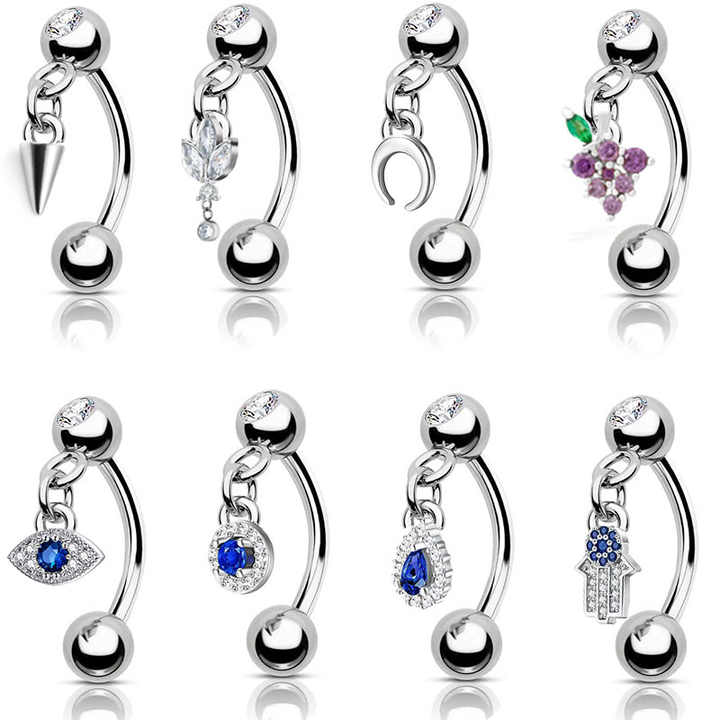 Gaby New Design Stainless Steel Eyebrow Piercing Shinning Eyebrow Rings Zircon Eyebrow Piercing Jewelry