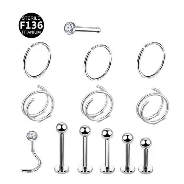 Gaby Astm F136 Implant-grade De Titanio Labret Top Nose Septum Belly Ring Helix Cartilage Earring Titanium Piercing Jewelry