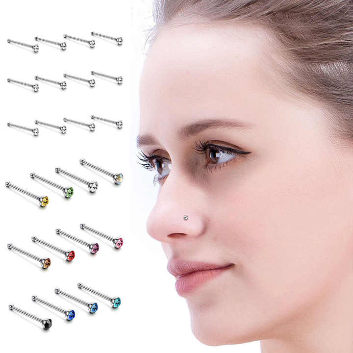 Crystal Nose Rings and Stud Piercing Jewelry Surgical Stainless Steel Studs Ring Nose Piercings
