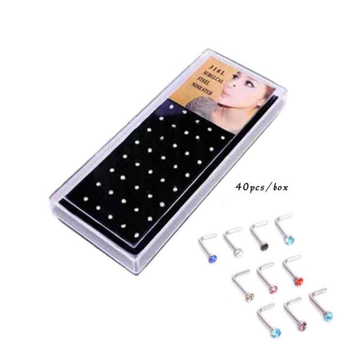 Crystal Nose Rings and Stud Piercing Jewelry Surgical Stainless Steel Studs Ring Nose Piercings