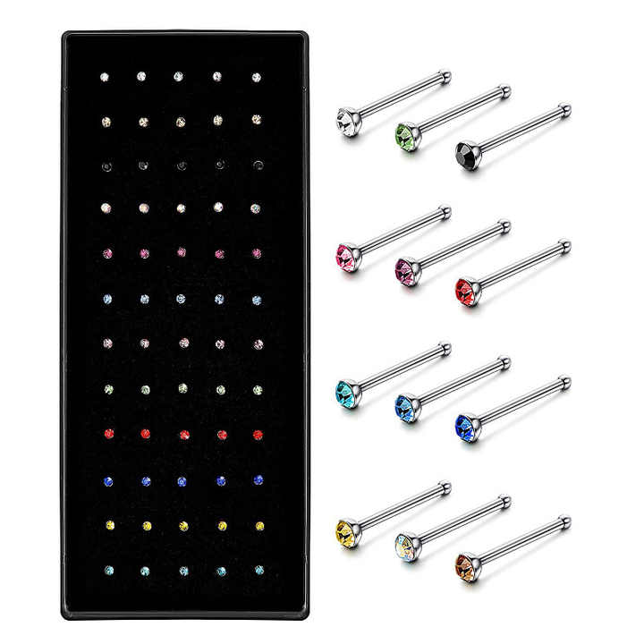 Crystal Nose Rings and Stud Piercing Jewelry Surgical Stainless Steel Studs Ring Nose Piercings