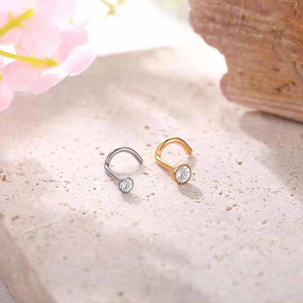 ASTM F136 Titanium Cubic Zircon Nose Ring Stud Piercing Naril 20G Crystal Nostril Earrings Cartilage Body Jewelry for Women