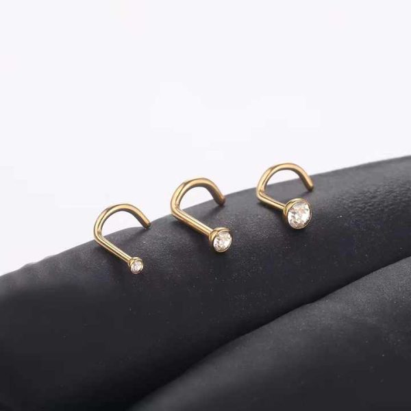 ASTM F136 Titanium Cubic Zircon Nose Ring Stud Piercing Naril 20G Crystal Nostril Earrings Cartilage Body Jewelry for Women