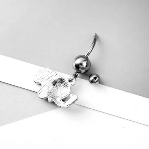Stainless Steel Animal Elephant Diamond Navel Ring Pendant Navel Nail Body Piercing Jewelry Wholesale