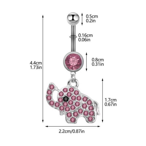 Stainless Steel Animal Elephant Diamond Navel Ring Pendant Navel Nail Body Piercing Jewelry Wholesale