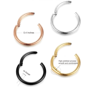 Trendy Detachable Stainless Steel Nose Ring with Crystal Rhinestone - Unisex Hinged Segment Body Jewelry