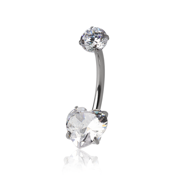 Fashion Zircon Opal Body Piercing Jewelry Heart Shaped Titanium Navel Belly Rings